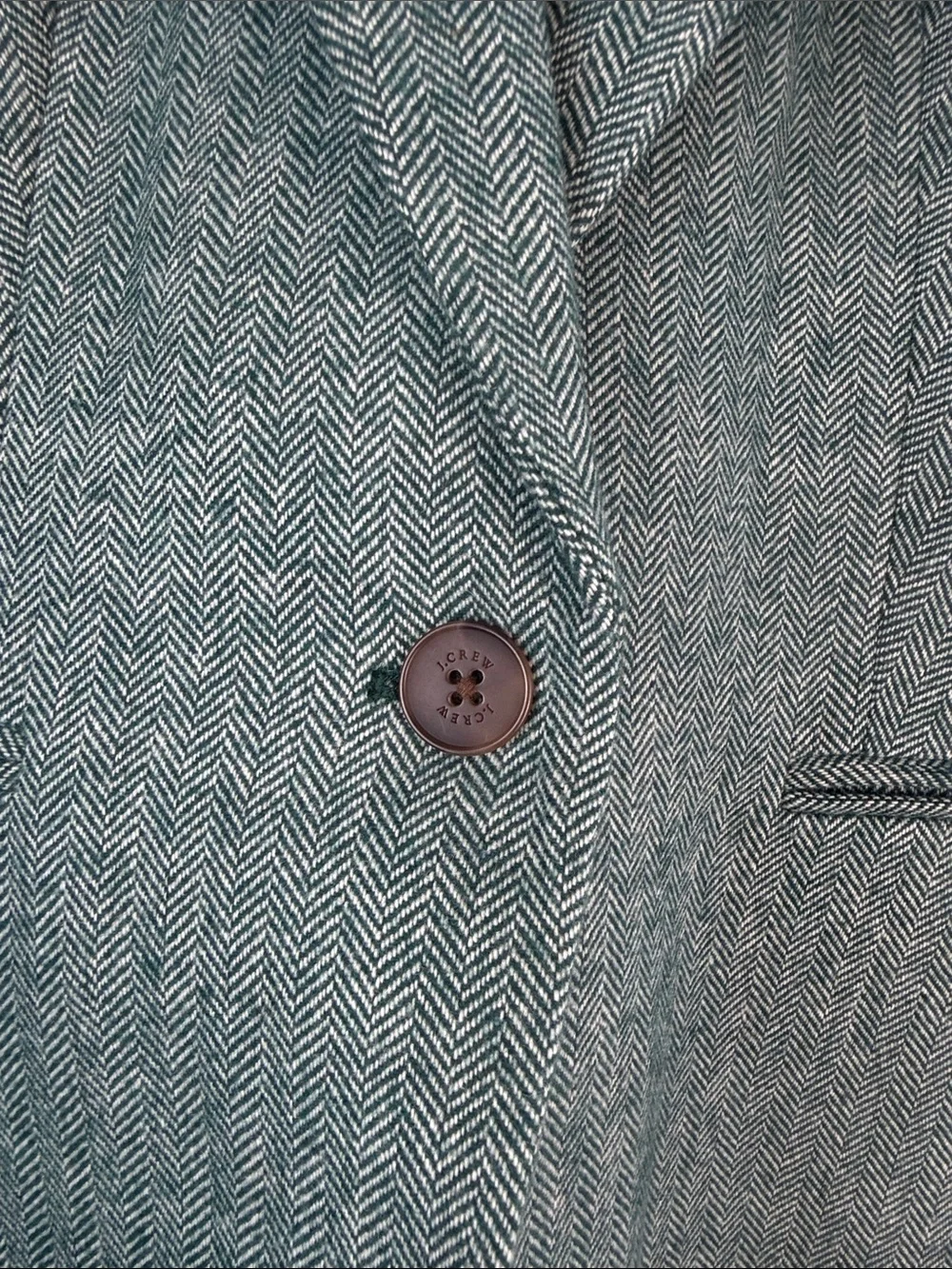 J. Crew FA24 Hollander Blazer Wool Blend in Green Herringbone Office Preppy Work